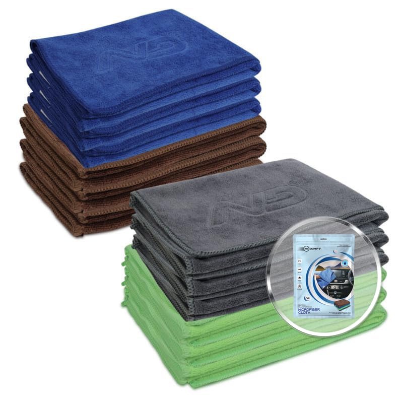 Image of Neodrift '400 GSM' Microfiber Cloth (Size - 40X40 Cm)(Set of 12 PC)(Colour - Mix)(Ultra Soft Cleaning Cloth for Car, Bike - Polishing, Detailing, Highly Absorbent)