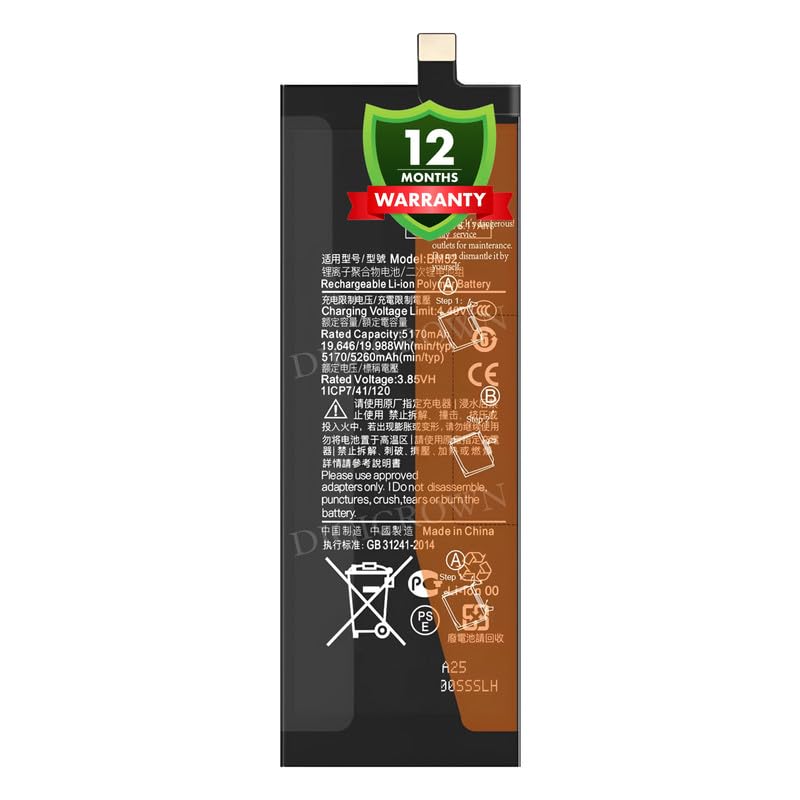 Image of Original BM52 Battery Compatible for Xiaomi Mi Note 10 Lite - (5260mAh) - 1 Year Warranty DF7