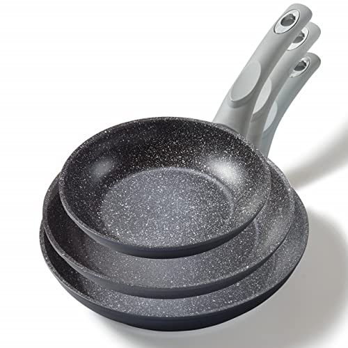 STONELINE® GOURMUNDO - Juego de sartenes (3 piezas, 20/24/28 cm, fabricado en Alemania, para...