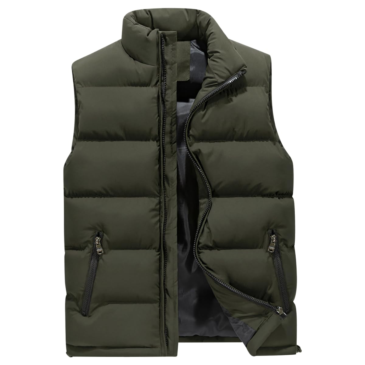 inotenka Men's Down Vest, Padded, Standing Collar, Large Size, Outdoor, Stand Collar, Padded, Sleeveless Jacket, Cold Protection, Water Repellent, Lightweight, Thermal, Work Wear, Unisex, Warm, Spring-image-4