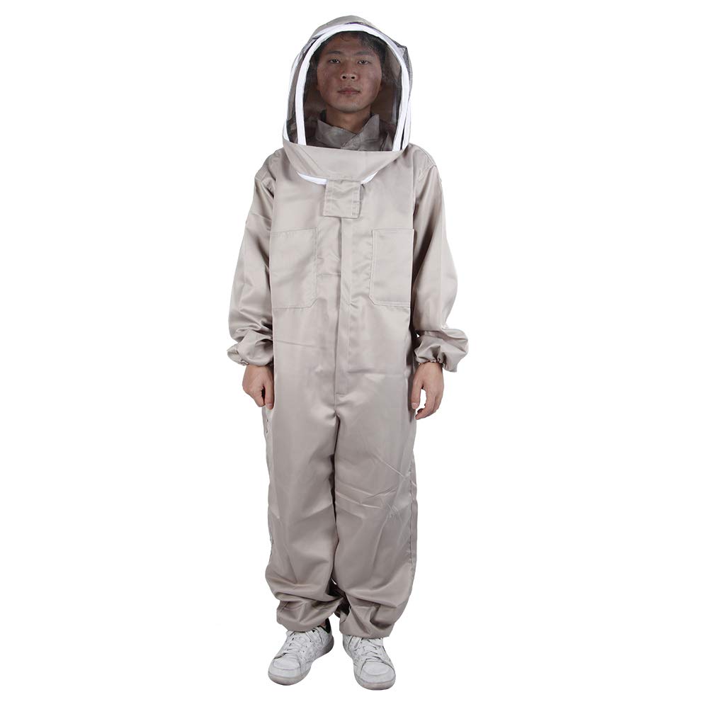 SIXRUN Traje de Apicultura con Capucha, Ropa Protectora para Apicultor de | Tejido Ripstop de Algodón, para 180-190 Cm, Transpirable, con Puños Elásticos