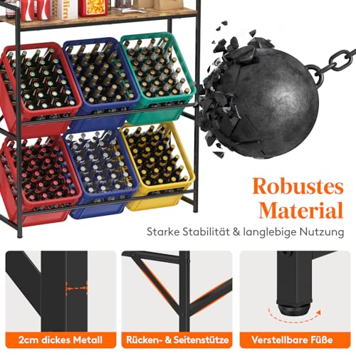 Lifewit-Getraenkekistenregal-mit-Ablage-fuer-6-Kisten-Kistenregal-Metall-trag-340-kg-32D-x-104W-x-1173H-cm-Freistehend-Kistenstaender-Getraenkeregal-Wasserkistenregal-Bierkistenregal-Rustikales-Braun - sparfuchs24.io – Top Angebote, Tests & Preisvergleiche