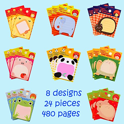 Jatidne 24 Kleine Blöcke für Kinder Mitgebsel Haftnotizen Klebezettel Tier Design Kleine Geschenke für Kinder