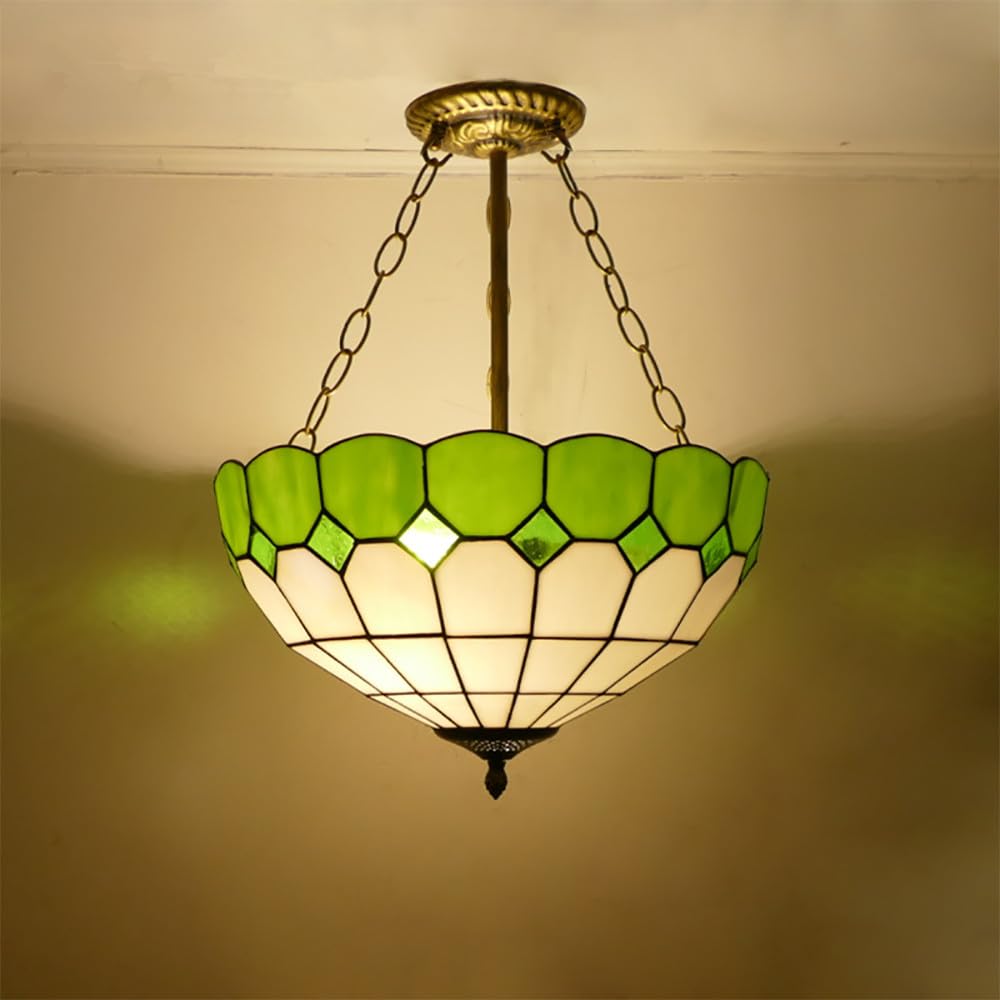 SXECAEPS Contemporary Color Glass Pendant Lights American Countryside Art Living Room Restaurant Bedroom Hotel Corridor Chandelier (I D40CM)