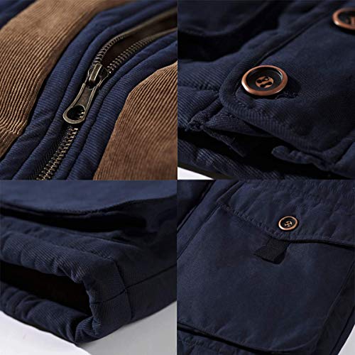 Image of PRIJOUHE Men's Winter Coats Down Jackets Outerwear Long Cotton Coat Men Thick Warm Fur Jacket Coat Overcoat