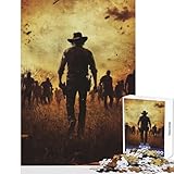 Rompecabezas Vaquero Solitario contra Zombis para Adultos 1000 Piezas diversión Que estimula la Mente Estructura de Encaje precisa Actividad para Compartir en Familia (38x52cm)