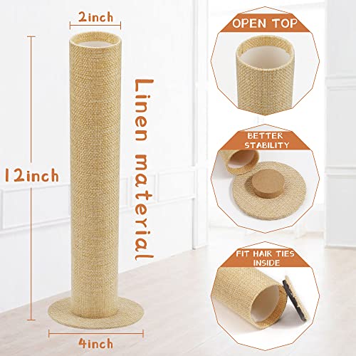 2Pcs Top Open Scrunchie Holder, Velvet Cotton Linen Hair Ties Organizer Jewelry Tower Room Decor For Teen Girls Women Gifts - Hair Accessories Bracelets Display Vertical Stands - 11 Inches #TOP2