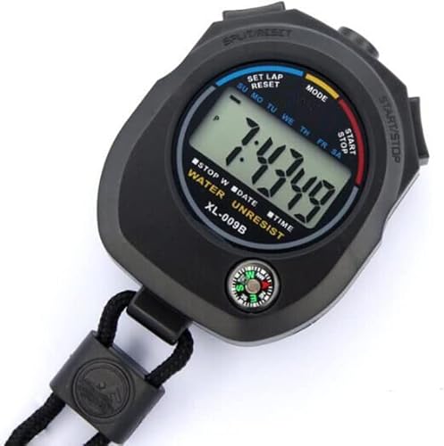 Miniatura 5 de Cronómetro deportivo con temporizador y pulsera alarma AM PM 24H reloj LCD de mano multifunción impermeable cronómetro digital para correr, nadar