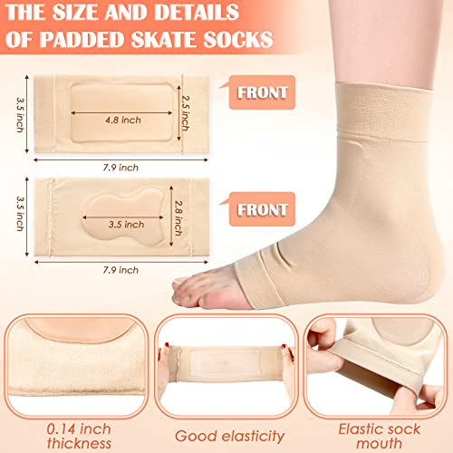 Geyoga 2 Pairs Ice Skating Socks for Women Figure Skating Protect Tendon Heel Ankle Padded Guards Sleeve Pad Ski Splints(Beige Color) - Thumbnail 3