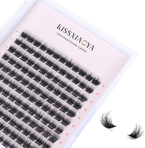 DIY Cluster Eyelash Extensions Kit with Lash Bond & Seal and Applicator, 144 Pcs 0.10mm 56D 9-15mm Mixed Wide-stem Cluster Lash, Individual Lashes Kit at Home