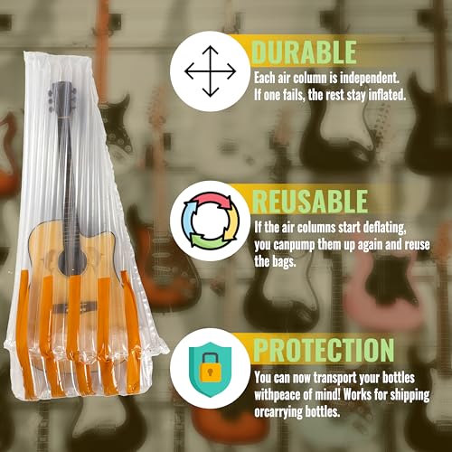 1 Pack Inflatable Guitar Protective Bag Guitar Shipping Bag for Acoustic Electric Bass Guitar Up To 41" Compatible with Guitar Shipping Box for Mobile Shipping Packaging Storage by Generic - Used condition - Image 6