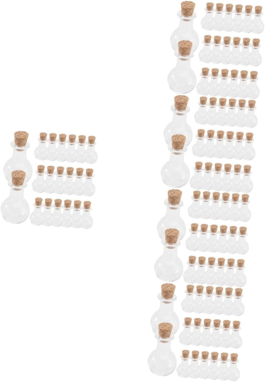 IMIKEYA 100pcs Clear Glass Wish Bottles with Cork Stoppers Small Decorative Vials for Crafts Unique Storage Bottles for Messages Party Favors and Photo Props