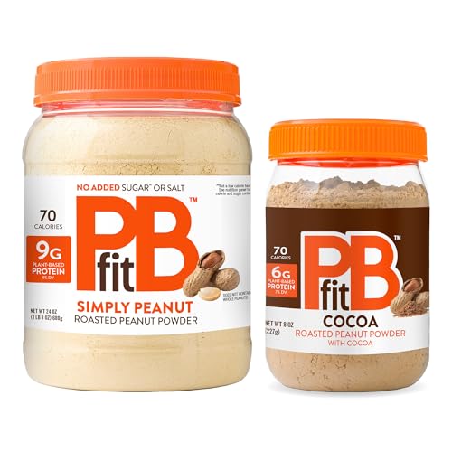 Bundle of PBfit Pure Peanut, Powdered Peanut Powder, Non-GMO, Plant-Based, Protein Powder, 9g of Protein, (24 oz) + PBfit BetterBody Foods All-Natural Peanut Butter Powder, Chocolate, 8 Oz image 2