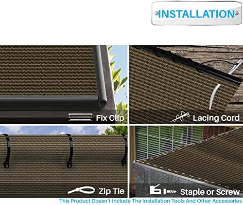 Patio 6' x 25' Sun Shade Fabric Roll 6/8/12 FT Shade Cloth for Patio, Outdoor Mesh Sail Sun Shades Canopy Replacement Pergola Cover for Backyard Deck Porch, Brown - 3