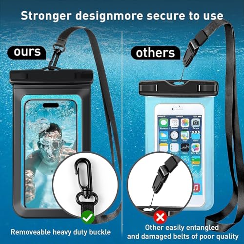 Woyinger Universal Waterproof Case Pouch, Cellphone Dry Bag Compatible for iPhone 16 15 14 13 12 Pro Max Plus Up to 8.3\", \"Cruise Ship Kayak Beach Essentials, IPX8 Water Resistant, 1 Pack - Black