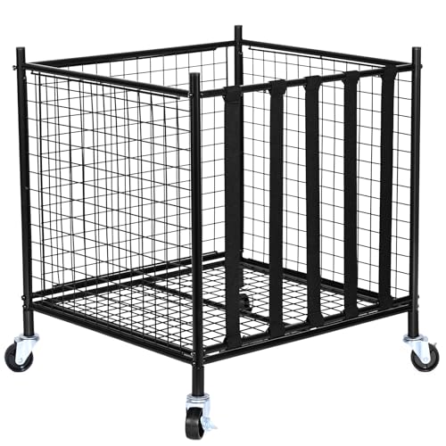 VEVOR Rolling Sports Ball Storage Cart, Lockable Basketball Cage with Elastic Straps, Sport Equipment Holder Organizer for Indoor Outdoor, Steel Storage Rack for Garages, Playgroup, Gym and Schools by VEVOR - Image 9