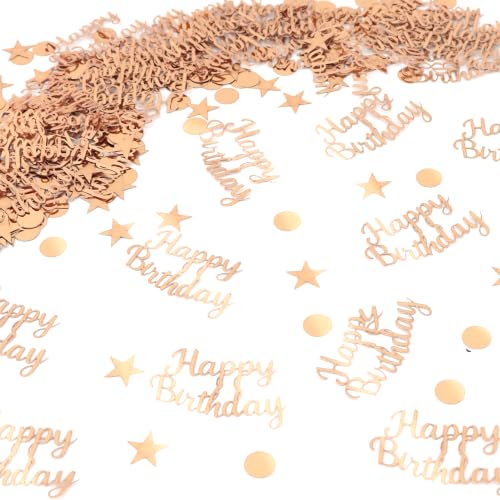 BEISHIDA 300Pcs Happy Birthday Confetti Table confetti, Stars Circle Dots Birthday Party Decorations Man Women Baby Kids Birthdays Sign Table Scatter Party Supplies Champagne