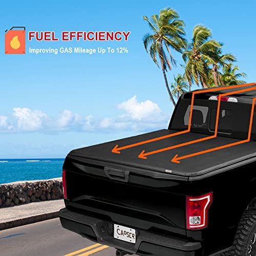 Capser 6.5 Ft Soft Quad Fold Truck Bed Tonneau Cover Fits 2015-2023 Ford F150 Styleside 6.5'(78") Truck Bed #TOP5