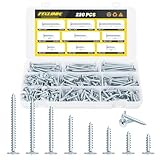 220 PCS #8 Truss Head Zinc Wood Screws Assortment Kit,FIXLINK High Hardness Wood Screws Set, Phillips Drive Assorted Screws, Contain 8 Size (2”,1-5/8”,1-1/2”,1-1/4”,1”,3/4”,5/8”,1/2”), Zinc