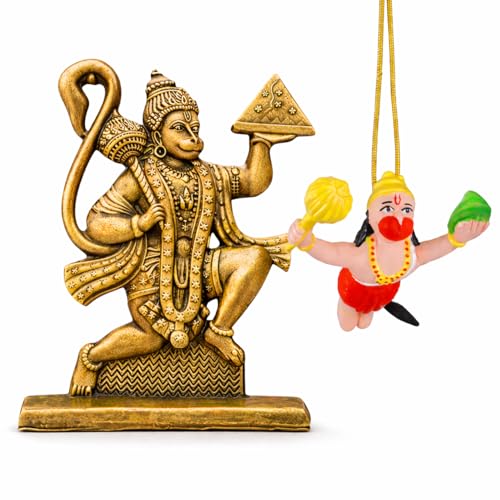 Image of Combo of Unique Hanumanji Blessing Idol with Double Sided Design l & Hanuman Car Hanging Ornament |Bajrangbali Murti for Home Temple,Office,Gift for Good Luck (Pack of 02)