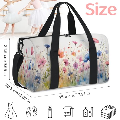 Beautiful Poppies Sports Duffle Bag for Women Men Waterproof Overnight Weekender Bag with Adjustable Strap Travel Tote Bags for Beach Yoga Work Dance Swim2