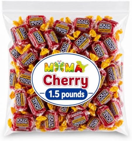 Bulk Cherry Hard Candy Bulk Bag 1.5 lbs – Made from Jolly Rancher Candy – Repackaged by Mima Mima – Summer Candy Sale,Basket Stuffers & Fillers