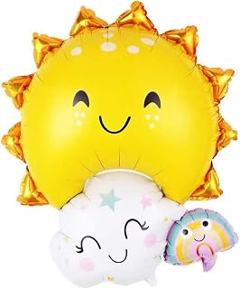 AMFIN (Pack of 1) Sun Smiley Face Foil Balloons/Sunshine Birthday Party Balloons/Rainbow Foil Balloon for Party Decoration/Cloud Foil Balloon for Birthday - Yellow