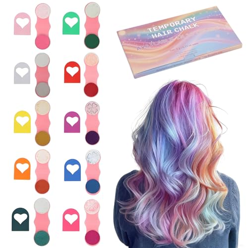 10 Colores Tiza De Pelo,10 Colores Diferentes Tiza Para El Cabello Lavable,Temporal Para Teñir El Cabello,Tintes De Cabello Lavables, Para Halloween, Navidad, Fiesta De Cumpleaños