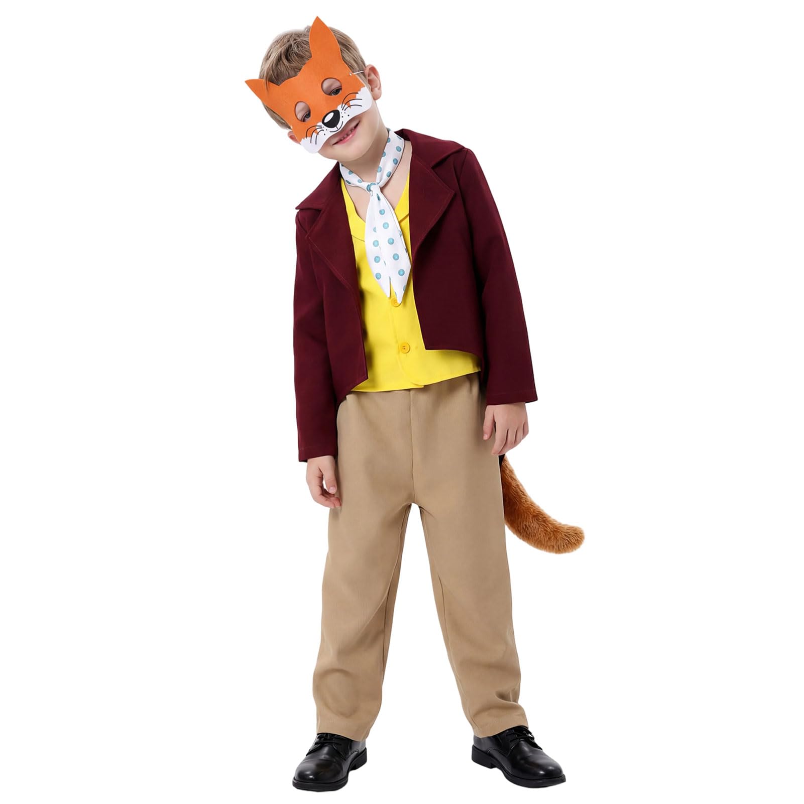 Aleshime Fantastic Mr Fox Costume for Kids, Boys Girls Fox Costume World Book Day Fancy Dress Roald Dahl Outfits