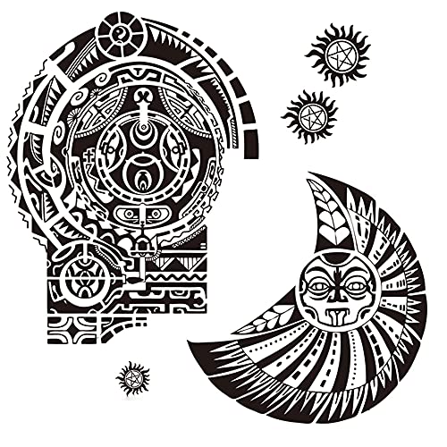 Maui Tattoos,2-Sheet Extra Large Temporary Tattoo Similar the Rock Arm Chest Big Totem Body Maori Tattoos Sticker for Men Women Makeup Waterproof Fake Tattoo