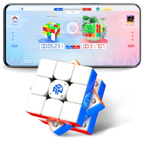 GAN iCarry 4 Inteligente Speed Cube, Cubo de Velocidad Magnético 3x3, 150 Horas de Duración de la Batería, Seguimiento en Tiempo Real, Compatible con Competiciones en Línea la Aplicación, Frosted