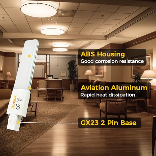Bonlux LST0630-GX23-WWX2-US 2-Pack 6W Led Gx23 Pl Lamp Gx23D 2-Pin Base 13W Cfl/Compact Fluorescent Lamp Replacement 120V Warm White Single Tube Led Pl Horizontal Recessed Bulb thumb #5