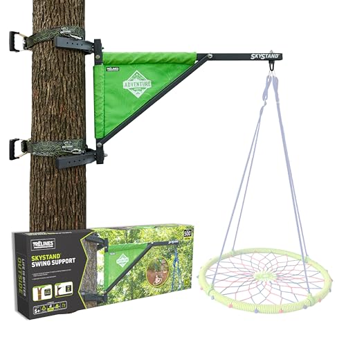 Trelines SkyStand Outdoor Hanging Tree Swing Set Attachments Support Kit - Heavy Duty Platform, Kids Outdoor Play Equipment - Build a Backyard Playground, No Branch Required, Up to 500 lbs - Green