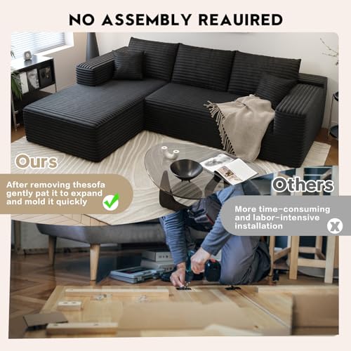 Image of Settab 95 inch Boneless Couch Modular Sectional Sofa L-Shape Lounge Cloud Couch,Flexible Module Combination for Living Room, No Assembly