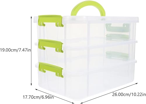 Miniatura 2 de Zerodeko Caja de almacenamiento apilable de 3 niveles, transparente, apilable, contenedor de almacenamiento para manualidades, organizador con tapa