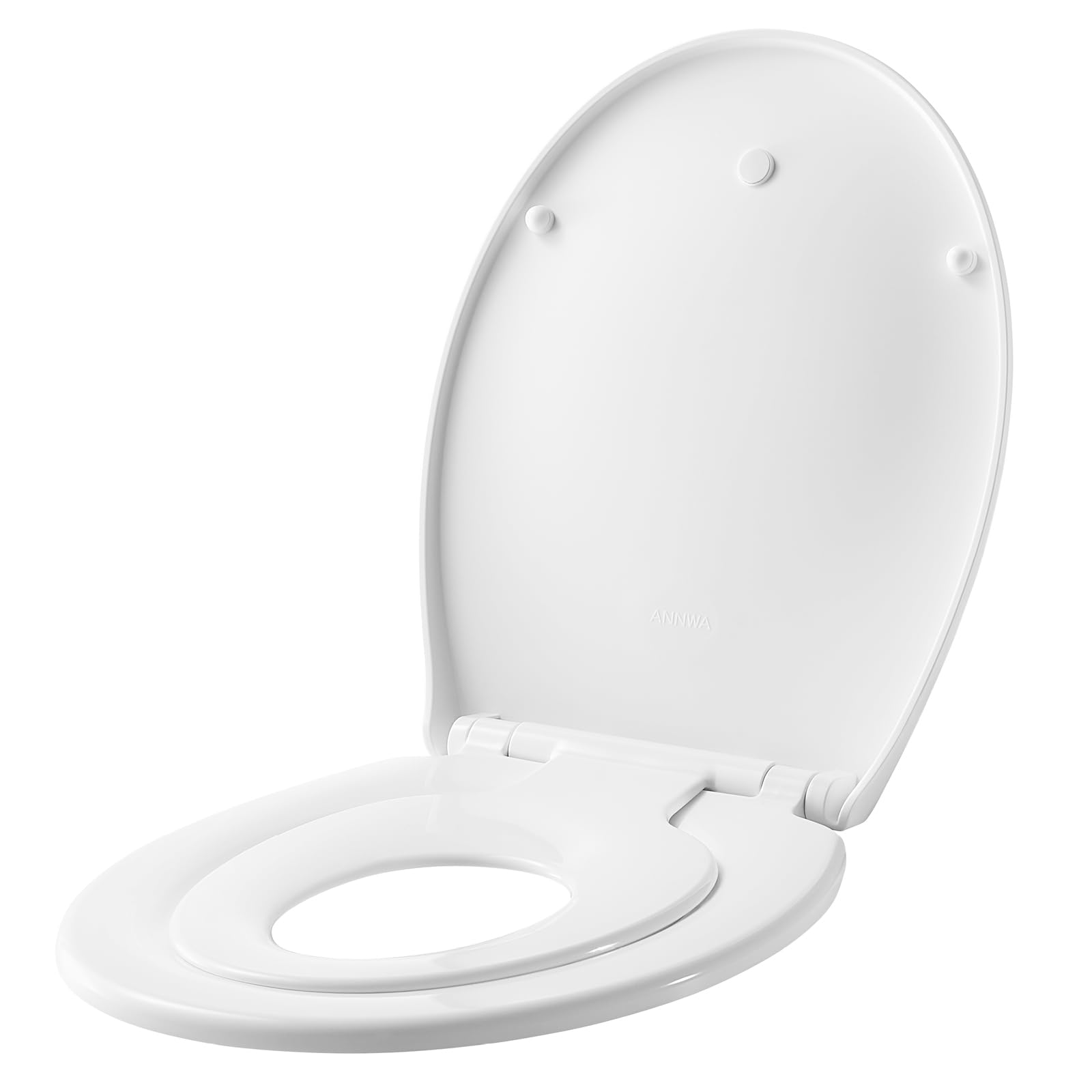 Abattant WC Familial avec Siège Enfant Magnétique, Lunette de Toilette en Forme de O avec Frein de Chute, Cuvette WC Clipsable et Fermeture Douceur pour Adultes et Enfants(AMZ-PG307-BPN-DE)