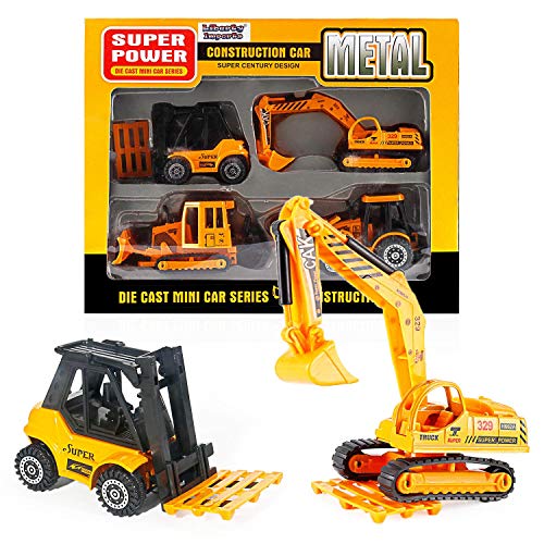 image for Liberty Imports Construction Vehicles Kids Toys - 4 Pieces Mini Car Di