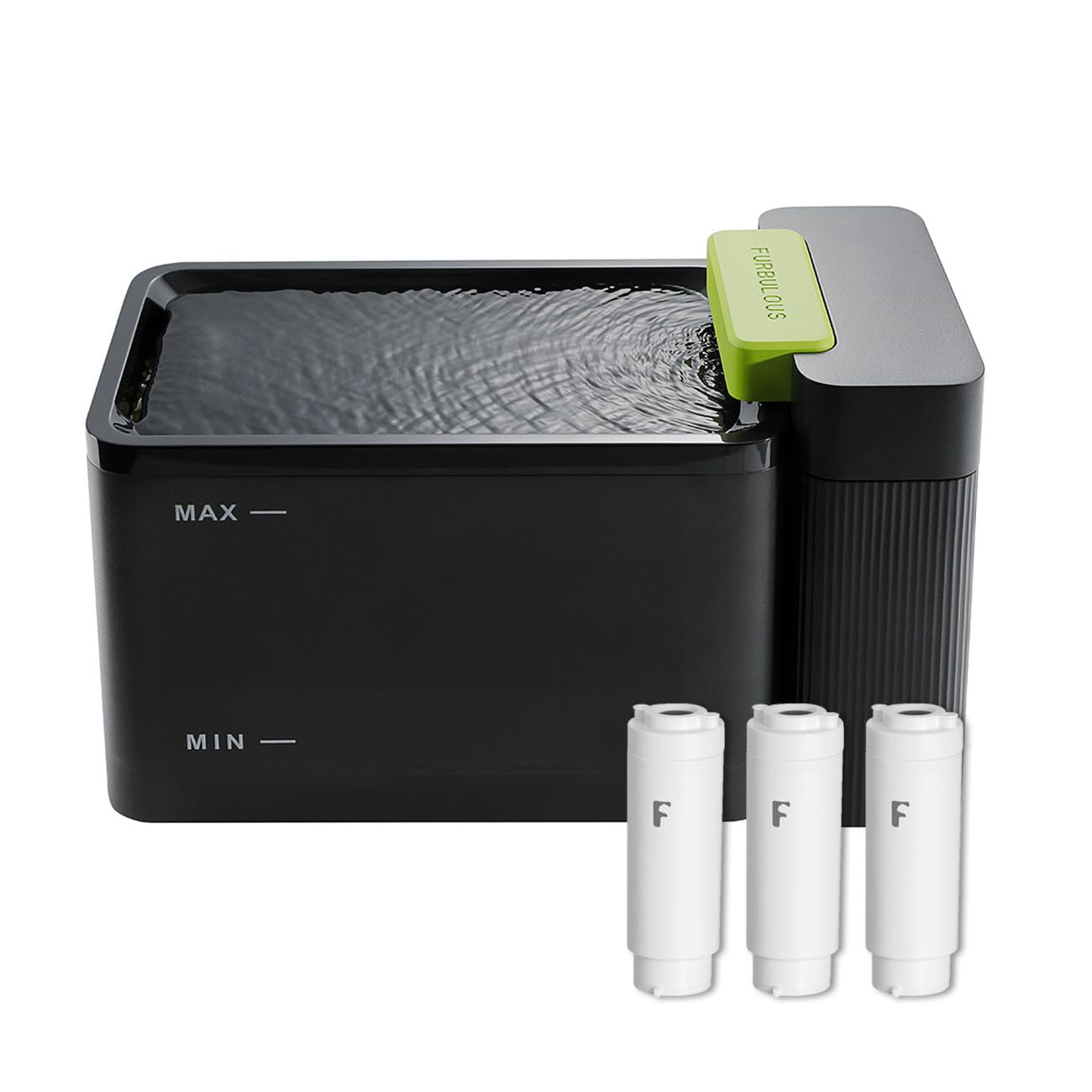 True Clean-Drinking Automatic Water Dispenser with Ultrafiltration Tech, 316 Stainless Steel & BPA-Free Trays, 3.3L/112oz Bowl, Two-Mode Fountain for Cat/Medium Dog/Pet (Black, 3 UF)