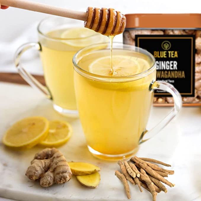 Miniatura 3 de BLUE TEA - Té de hierbas de jengibre Ashwagandha - 30 bolsas de té  Regalo del día de la madre  Té de jengibre - Ashwagandha - Origen indio  Súper