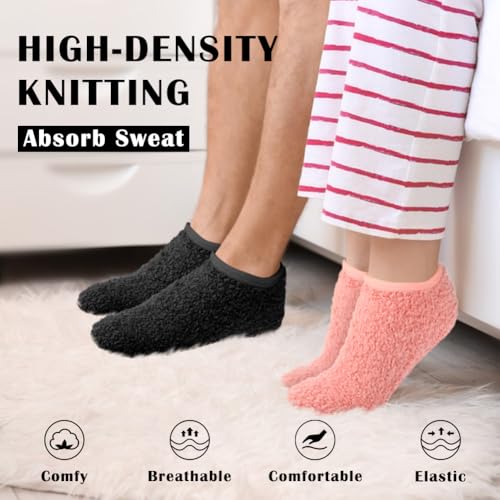 4 Pairs Slipper Socks for Women, Grippers Non Slip Fuzzy Socks with Grip Hospital socks Home Gifts2