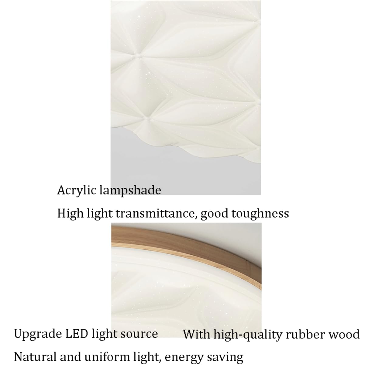Lámpara Techo Minimalista, Con Aplique Madera Natural Y Regulador