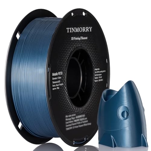 Image of TINMORRY Metallic PETG Filament 1.75mm, Rapid PETG 3D Printer Filament, PETG with a Rapid Flow Rate, Compatible with Bambu Lab FDM 3D Printer, 1KG 1 Spool, Metallic Blue