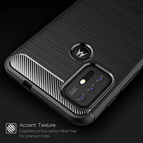 Image of NPRC Hybrid Ultra Slim Protective Case TPU Non-Slip Carbon Fiber Texture Shockproof Case Cover for Moto G10 - Black