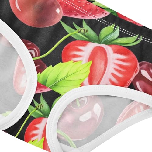 Cherry Strawberries Red Black Girls Underwear Toddlers 2t Cotton Girl Panties Cute Stylish Kids Briefs Undies4