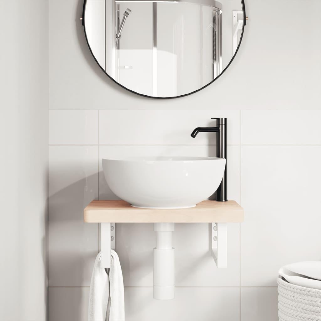 Mensola da parete per lavabo, 50 x 35 cm, in legno massello di