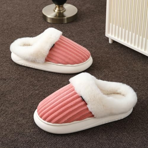 Fuzzy Memory Foam Slippers for Women Men Cozy Plush Fluffy Winter House Shoes for Indoor Outdoor Warm Fleece Lining Non-Slip Bedroom Floor Slippers Slip On Platform Home Slide Shoes2
