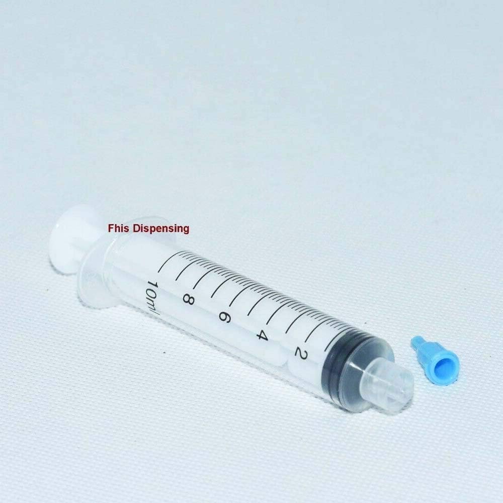 Cones 10cc 10ml Plastic with Tip Light Blue Cap Pack of 100