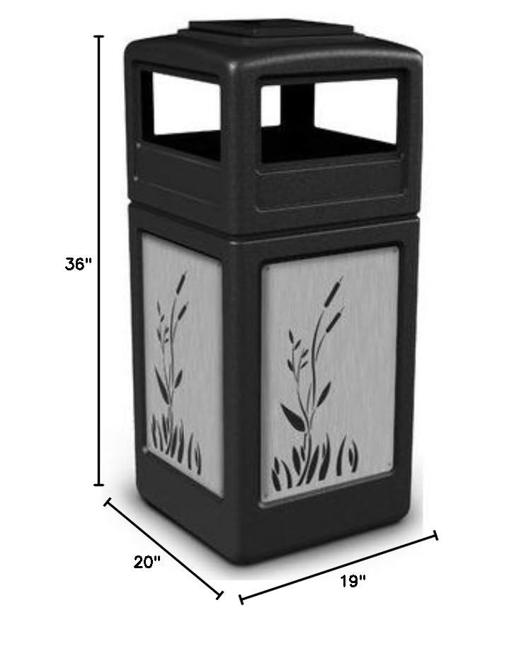 Image of Precision 42 Gallon Waste Container Color: Black