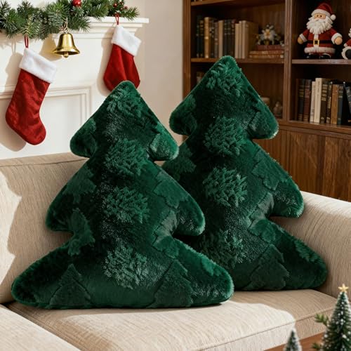 Lanpn 2 Stück Weihnachtsbaum Kissen Weihnachtskissen, Schneeflocke...