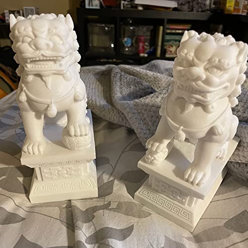 Large Size Foo Dog Statue,Pair Of Guardian Lions,Asian Stone Statues Feng Shui Decor For Home Decorations,Gray,18Cm/7Inch #TOP3